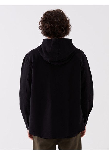 Yeni Sezon Kapüşonlu Rahat Kalıp Uzun Kollu Gabardin Erkek Gömlek Ceket indirimleri