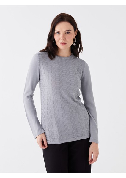 Yeni Sezon Bisiklet Yaka Kendinden Desenli Uzun Kollu Kadın Triko Kazak fiyatları