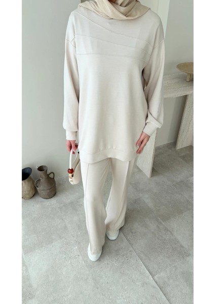 Kadın Tesettür Çimalı Pantolon İkili Takım M7154 - Bej modelleri