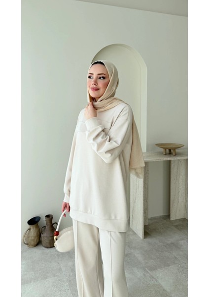 Kadın Tesettür Çimalı Pantolon İkili Takım M7154 - Bej