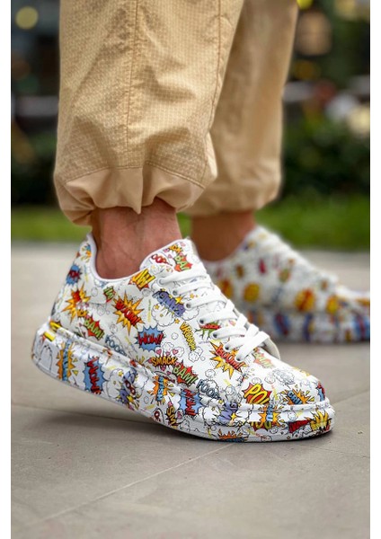 Lvsqvr KB-X500 Kuback Beyaz Boom Bağcıklı Günlük Erkek Ayakkabı (Numara: 42)