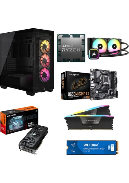 Amd 7700X-GIGABYTE Radeon Rx 9070 Xt Gamıng Oc 16GB Rgb-Gıgabyte B650 DDR5-1TB-32GB