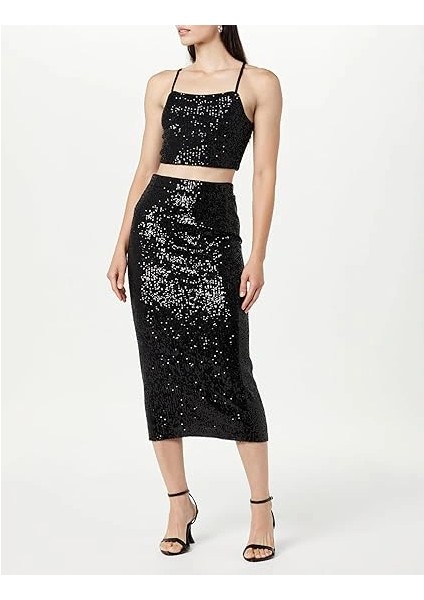 Payetli Uzun Kalem Etek 80 cm