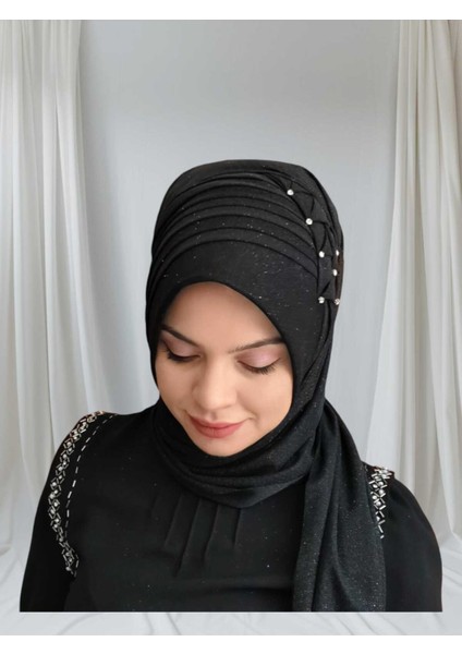 Simli Siyah Taşlı Hazır Duvak Hazır Şal Hazır Türban fırsatları