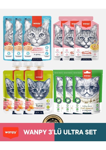Kedi Maması Wanpy 3'lü Ultra Set