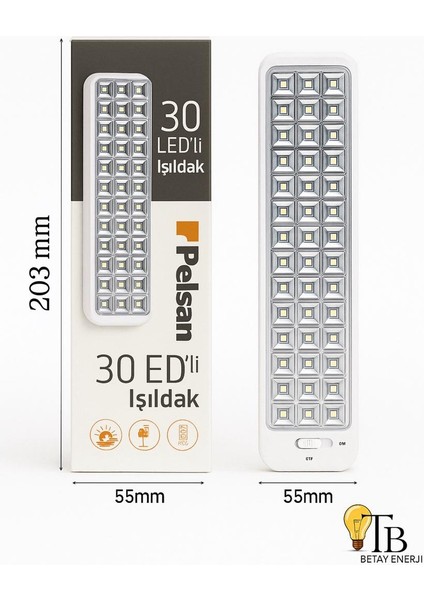 30 Led’li Şarjlı Işıldak – Depo ve Atölye Için Güçlü Acil Aydınlatma – 8 Saat Kesintisiz Işık fiyatları