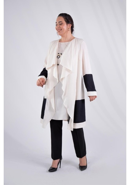 Kadın Büyük Beden Iki Renk Bej Tunik
