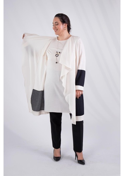 Kadın Büyük Beden Iki Renk Bej Tunik