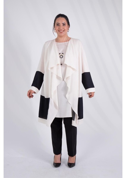 Kadın Büyük Beden Iki Renk Bej Tunik