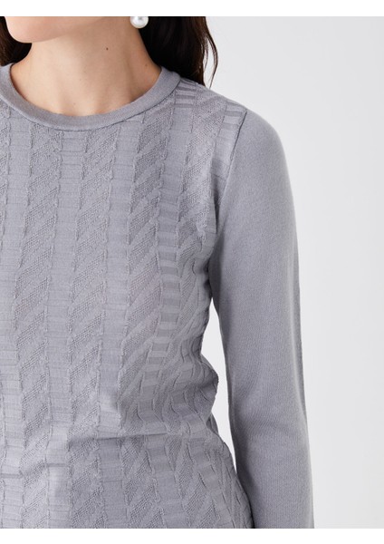 Yeni Sezon Bisiklet Yaka Kendinden Desenli Uzun Kollu Kadın Triko Kazak fırsatları