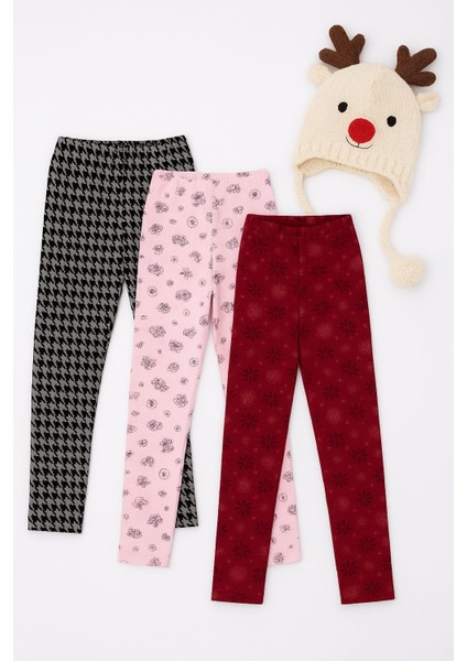 3'lü Kışlık Şardonlu ve Jakarlı Çocuk Tayt Seti - Sıcak ve Esnek