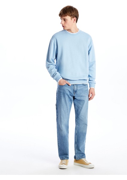 Yeni Sezon Bisiklet Yaka Nakışlı Uzun Kollu Erkek Kalın Sweatshirt fiyatları