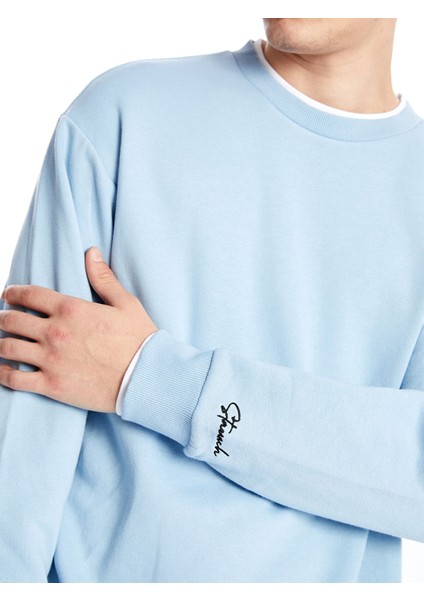 Yeni Sezon Bisiklet Yaka Nakışlı Uzun Kollu Erkek Kalın Sweatshirt modelleri