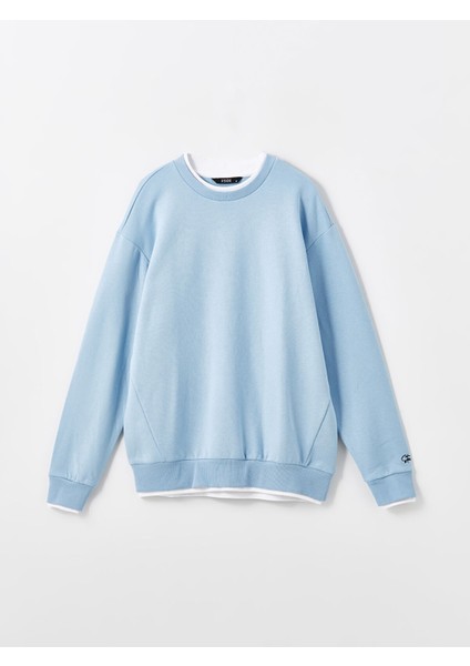 Yeni Sezon Bisiklet Yaka Nakışlı Uzun Kollu Erkek Kalın Sweatshirt indirimleri