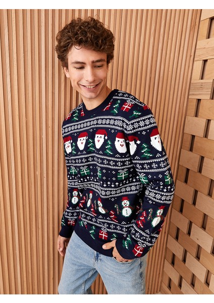 Yeni Sezon Bisiklet Yaka Uzun Kollu Yılbaşı Temalı Erkek Triko Kazak fiyatları