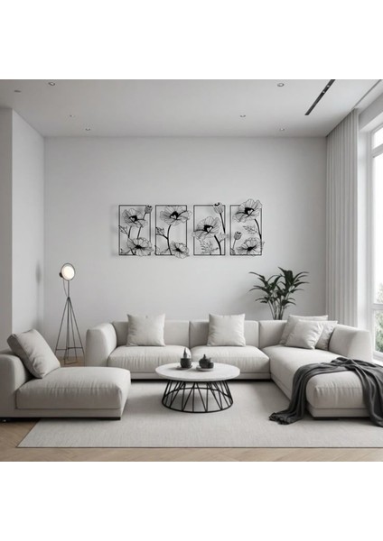 Çerçeveli Çiçek Desenli Metal Tablo Seti – 3D Gölgeli Modern Duvar Dekoru, Zarif Hediye fiyatları