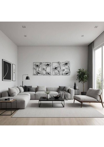 Çerçeveli Çiçek Desenli Metal Tablo Seti – 3D Gölgeli Modern Duvar Dekoru, Zarif Hediye modelleri