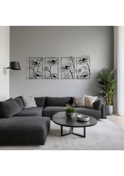 Çerçeveli Çiçek Desenli Metal Tablo Seti – 3D Gölgeli Modern Duvar Dekoru, Zarif Hediye fırsatları