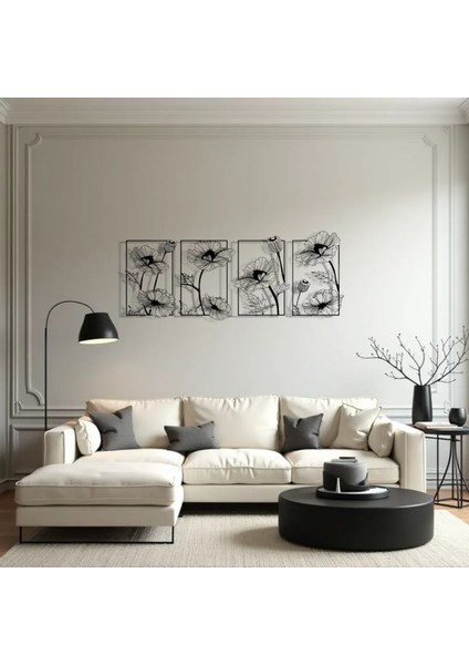 Çerçeveli Çiçek Desenli Metal Tablo Seti – 3D Gölgeli Modern Duvar Dekoru, Zarif Hediye indirimleri