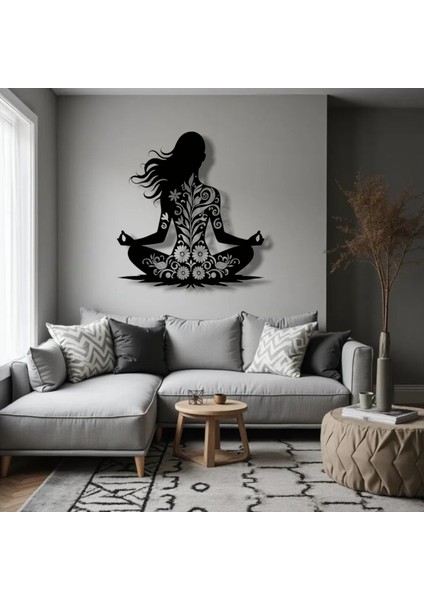 Yoga Pozisyonlu Çiçek Desenli Metal Duvar Dekoru – Huzur ve Dengenin Sembolü fiyatları