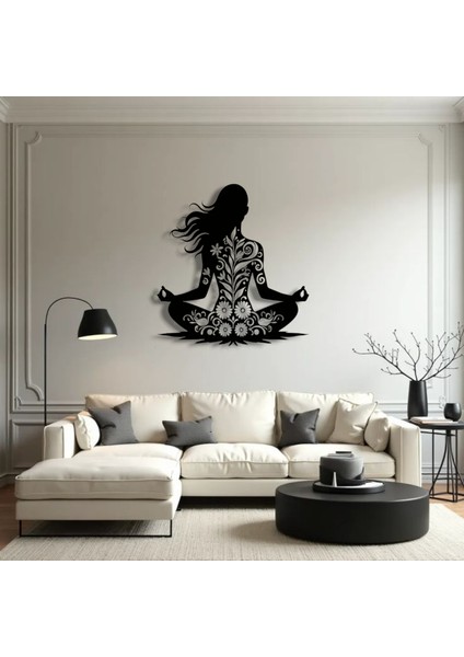 Yoga Pozisyonlu Çiçek Desenli Metal Duvar Dekoru – Huzur ve Dengenin Sembolü indirimleri