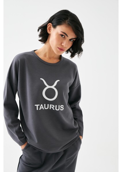 Kadın Füme Boğa Burcu Oversize 2 Iplik Eşofman Ev Giyim Takımı indirimleri