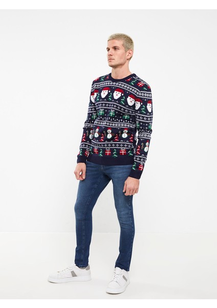 Yeni Sezon Bisiklet Yaka Uzun Kollu Yılbaşı Temalı Erkek Triko Kazak indirimleri