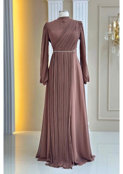 Arin Abiye Elbise Kahverengi