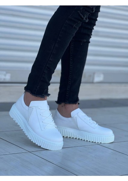 Lvsqvr KB-X502 Kuback Beyaz Cilt Yüksek Beyaz Taban Bağcık Detaylı Lastikli Günlük Erkek Ayakkabı (Numara: 42) fırsatları