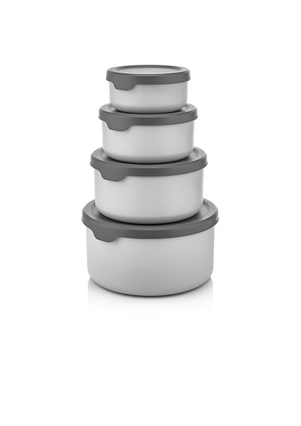Saklama Kabı Yuvarlak 4 Lü Set Soft Kapaklı Gri Erzak Dondurucu Gıda Kabı fırsatları