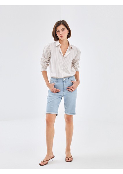 Yeni Sezon Bermuda Fit Kadın Jean Şort