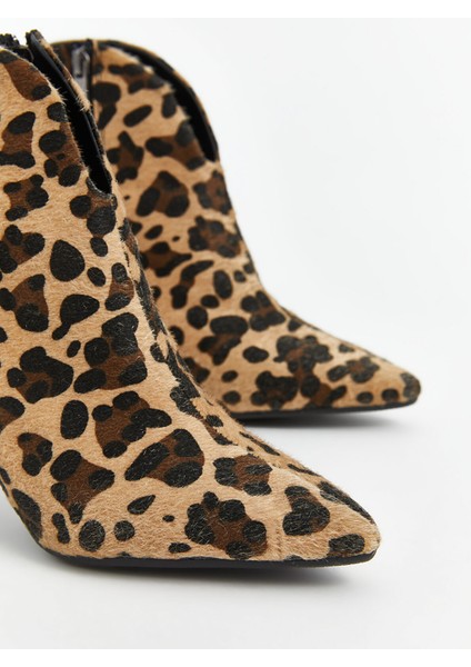 Yeni Sezon Leopar Desenli Kadın Topuklu Bot modelleri