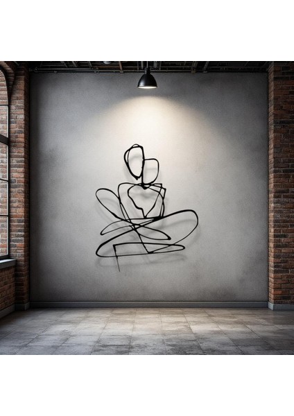 Minimalist Aşık Çift Metal Duvar Dekoru – Modern Çizgi Sanatı