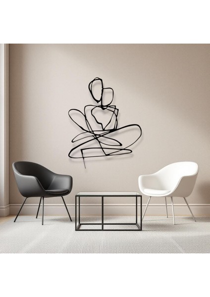 Minimalist Aşık Çift Metal Duvar Dekoru – Modern Çizgi Sanatı