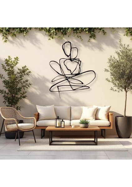 Minimalist Aşık Çift Metal Duvar Dekoru – Modern Çizgi Sanatı