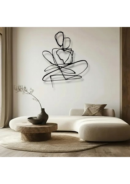 Minimalist Aşık Çift Metal Duvar Dekoru – Modern Çizgi Sanatı