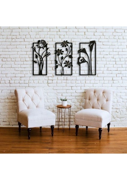 Metal Çiçekli Duvar Dekoru Seti – 3 Parça Modern Minimalist Ev Aksesuarı fiyatları