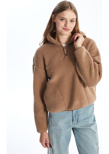 Yeni Sezon Dik Yaka Oversize Kadın Sweatshirt