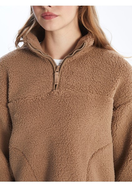 Yeni Sezon Dik Yaka Oversize Kadın Sweatshirt modelleri