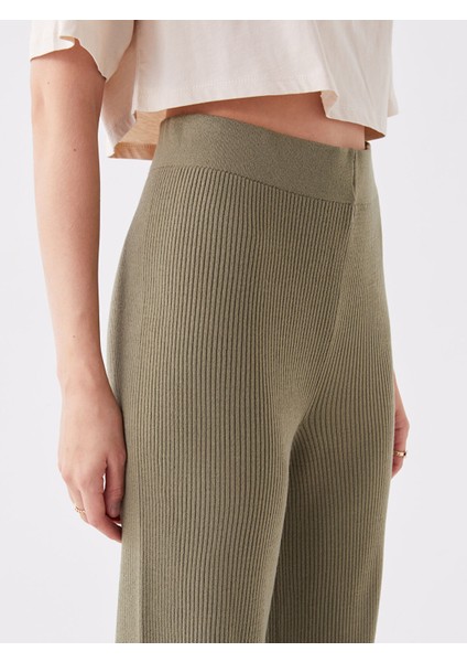 Yeni Sezon Kadın Beli Lastikli Düz Triko Pantolon fiyatları