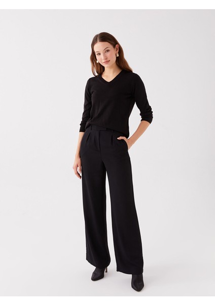 Yeni Sezon V Yaka Düz Uzun Kollu Kadın Triko Kazak modelleri