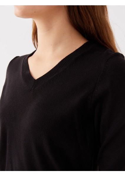 Yeni Sezon V Yaka Düz Uzun Kollu Kadın Triko Kazak fırsatları