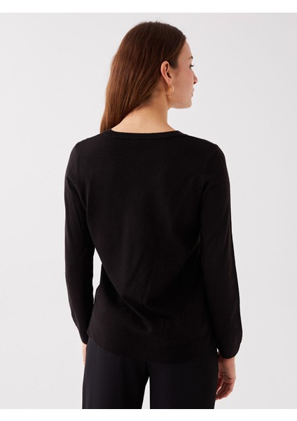 Yeni Sezon V Yaka Düz Uzun Kollu Kadın Triko Kazak indirimleri