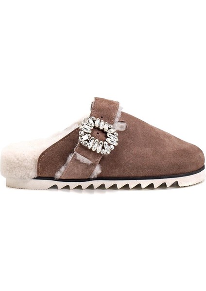 Fays Capucıno Süet Kadın Düz Terlik