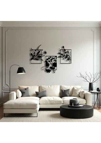 Metal Çiçekli Duvar Dekoru Seti – 3 Parça Modern Minimalist Ev Ofis Salon Metal Tablo Aksesuarı fiyatları