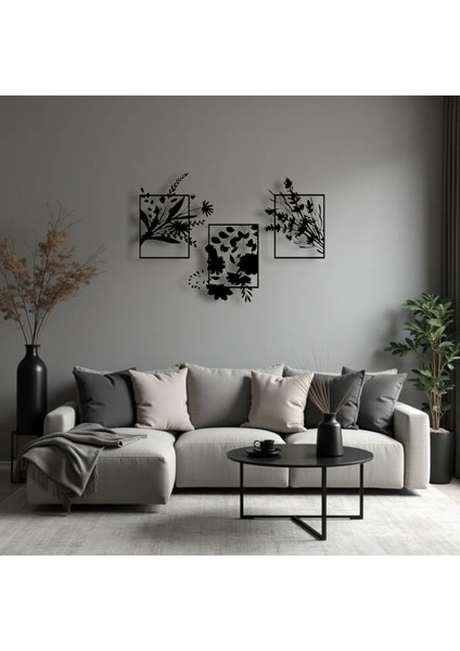 Metal Çiçekli Duvar Dekoru Seti – 3 Parça Modern Minimalist Ev Ofis Salon Metal Tablo Aksesuarı fırsatları