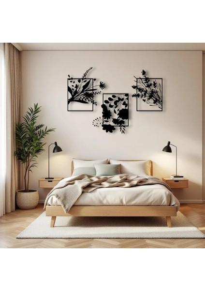 Metal Çiçekli Duvar Dekoru Seti – 3 Parça Modern Minimalist Ev Ofis Salon Metal Tablo Aksesuarı indirimleri