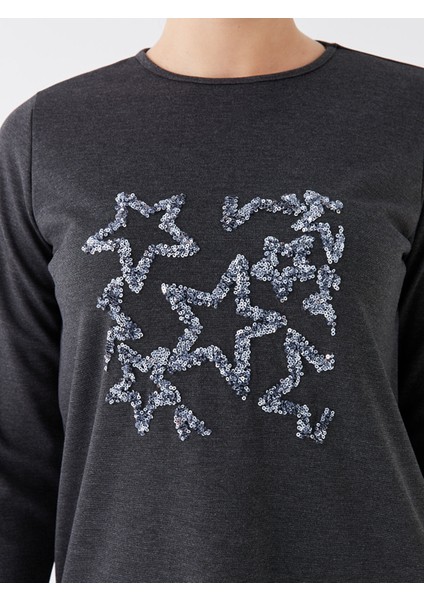 Yeni Sezon Bisiklet Yaka Nakışlı Uzun Kollu Kadın Bluz fırsatları