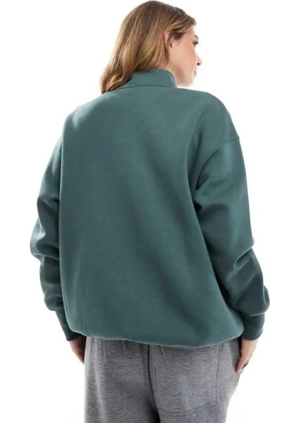 Phoenix Fleece Logo Qz Oversize Kesim Çeyrek Fermuar Kadın Sweatshirt modelleri