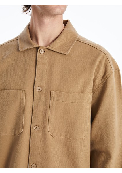 Yeni Sezon Rahat Kalıp Uzun Kollu Gabardin Erkek Gömlek Ceket fırsatları